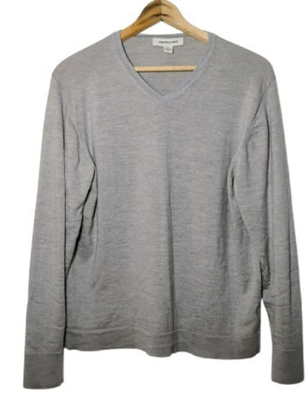 PRONTO UOMO Extra Fine Merino Wool Sweater Mens XL Marled Gray V Neck Classic